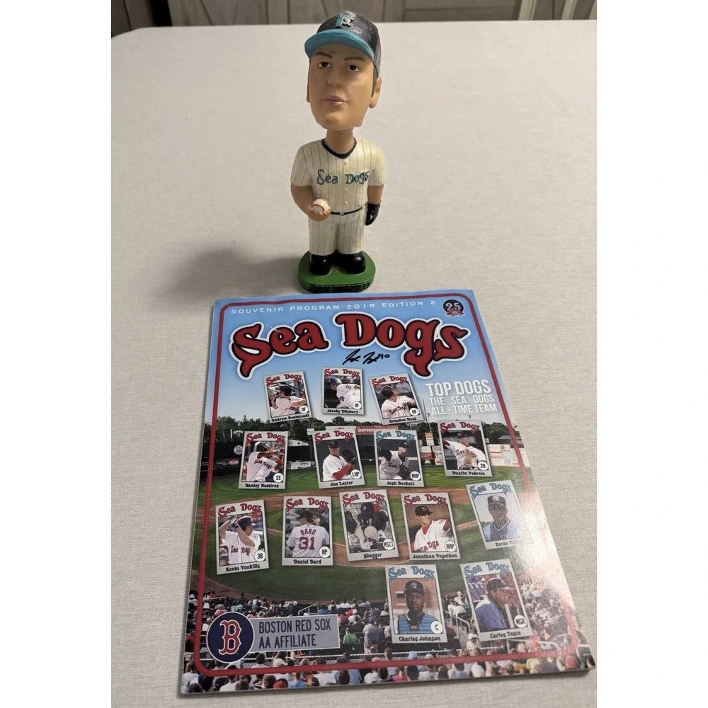 Josh Beckett Bobblehead Portland Sea Dogs MLBPA‎ 2001 + 2018 Program Signed